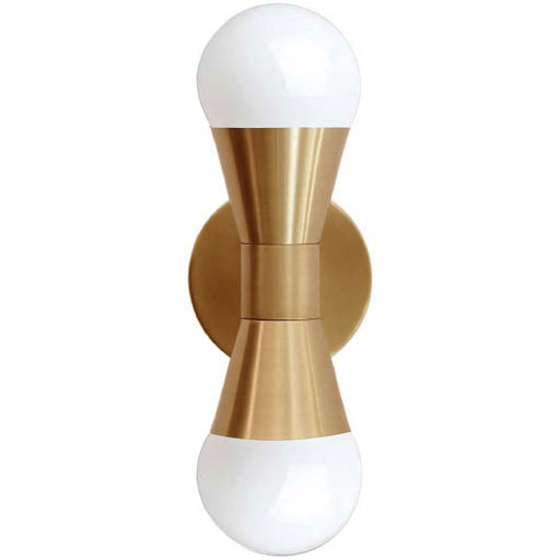 Dainolite Fortuna 2-Light Wall Sconce | Modern Aged Brass Metal | Hallway & Bathroom Accent | 5.5 x 3.5 x 7.25 in | Model FOR-72W-AGB