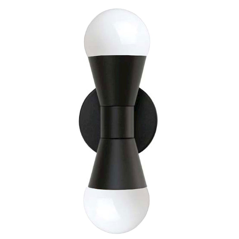 Dainolite Fortuna 2-Light Wall Sconce | Modern Matte Black Metal | Bathroom & Hallway Accent | 5.5 x 3.5 x 7.25 in | Model FOR-72W-MB