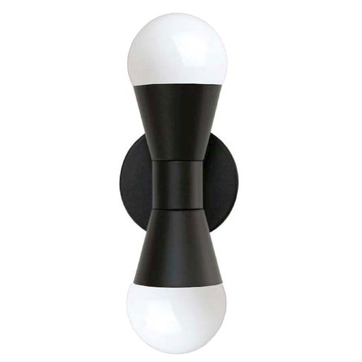 Dainolite Fortuna 2-Light Wall Sconce | Modern Matte Black Metal | Bathroom & Hallway Accent | 5.5 x 3.5 x 7.25 in | Model FOR-72W-MB