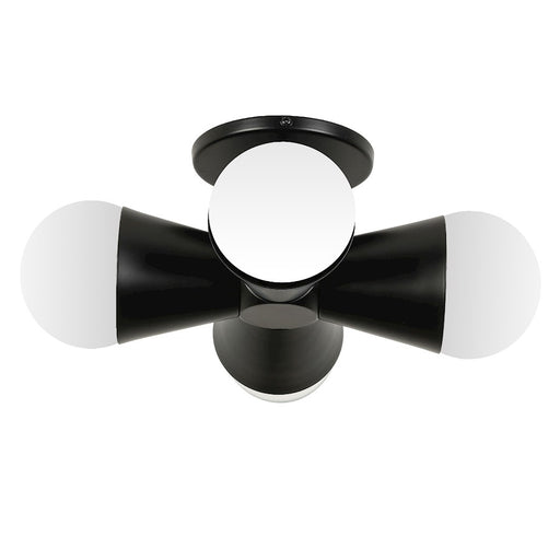 Dainolite Fortuna 4-Light Flush Mount | Modern Matte Black Cone Metal | Bedroom & Office Ceiling Light | 8.25 x 8.25 x 5 in | Model FOR-84FH-MB