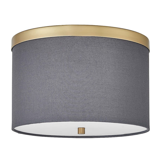 Dainolite Frederica 12in 2-Light Flush Mount | Contemporary Aged Brass and Grey Fabric | Bedroom & Office | Model FRD-122FH-AGB-GRY