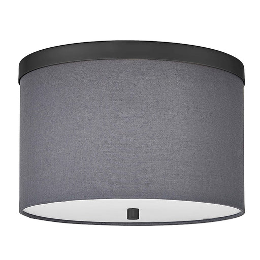 Dainolite Frederica 12in 2-Light Flush Mount | Contemporary Matte Black and Grey Fabric | Bedroom & Office | Model FRD-122FH-MB-GRY