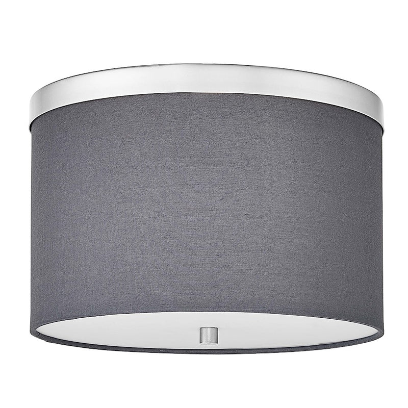 Dainolite Frederica 12in 2-Light Flush Mount | Contemporary Polished Chrome and Grey Fabric | Bedroom & Office | Model FRD-122FH-PC-GRY