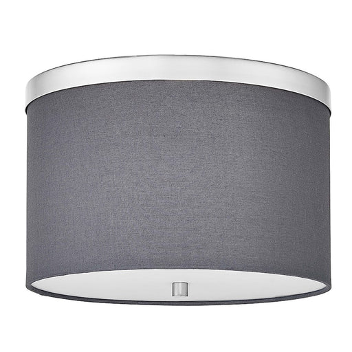 Dainolite Frederica 12in 2-Light Flush Mount | Contemporary Polished Chrome and Grey Fabric | Bedroom & Office | Model FRD-122FH-PC-GRY