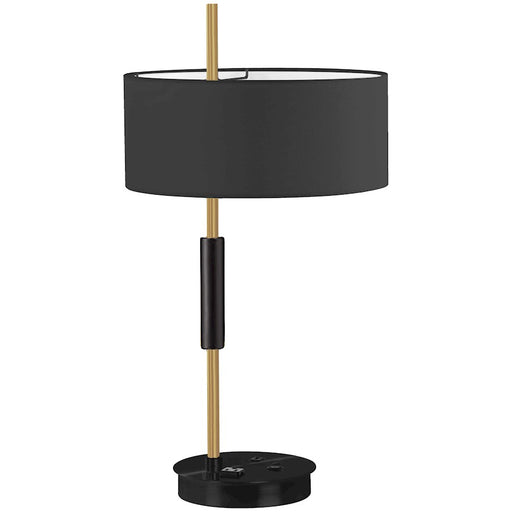 Dainolite Fitzgerald 14in 1-Light Table Lamp | Modern Matte Black and Aged Brass with Black Fabric Drum | Living Room | Model FTG-261T-MB-AGB-BK