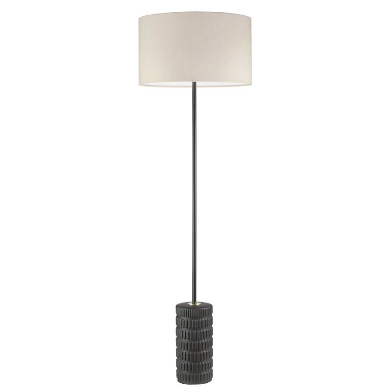 Dainolite Felicity 55in 1-Light Floor Lamp | Contemporary Beige Fabric Shade and Matte Black Ceramic Base | Living Room | Model FTY-551F-MB-BG