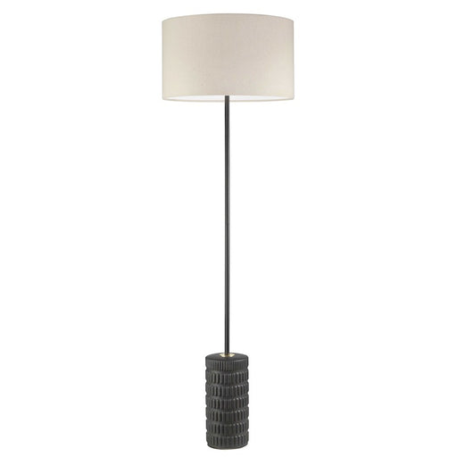 Dainolite Felicity 55in 1-Light Floor Lamp | Contemporary Beige Fabric Shade and Matte Black Ceramic Base | Living Room | Model FTY-551F-MB-BG