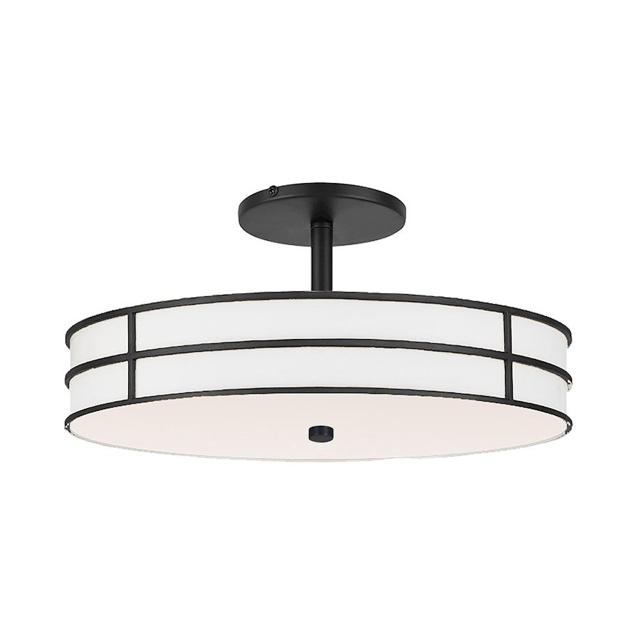 Dainolite Fulvia 2 Light Semi-Flush Mount, Matte Black/White - FVA-162SF-MB