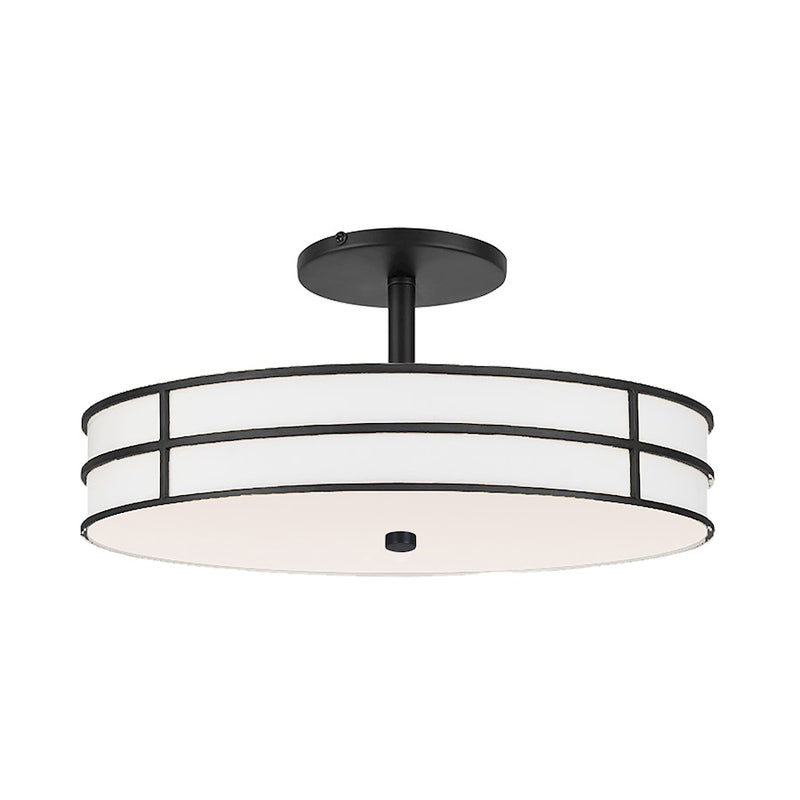 Dainolite Fulvia 16in 2-Light Semi-Flush Mount | Contemporary Matte Black and White Glass | Bedroom & Hallway | 16 x 16 x 4 in | Model FVA-162SF-MB