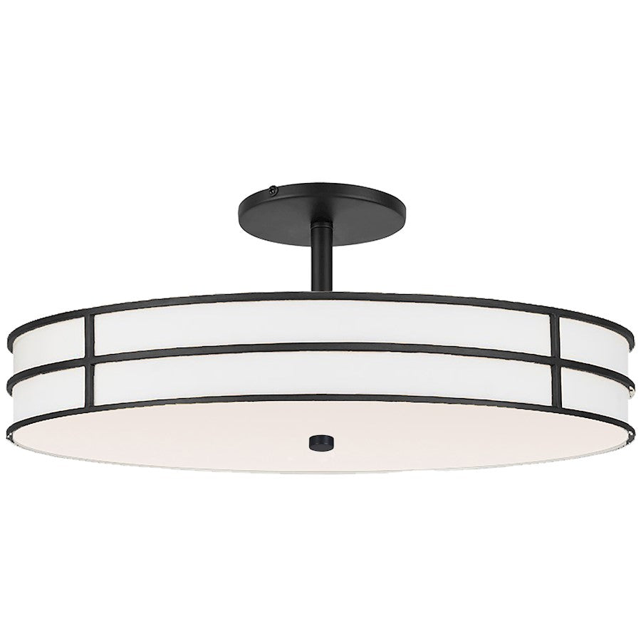Dainolite Fulvia 3 Light Semi-Flush Mount, Matte Black/White - FVA-203SF-MB