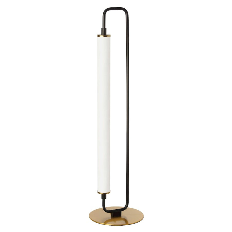 Dainolite Freya 26in 1-Light LED Table Lamp | Transitional Matte Black and Aged Brass with White Acrylic | Bedroom | Model FYA-2620LEDT-MB-AGB