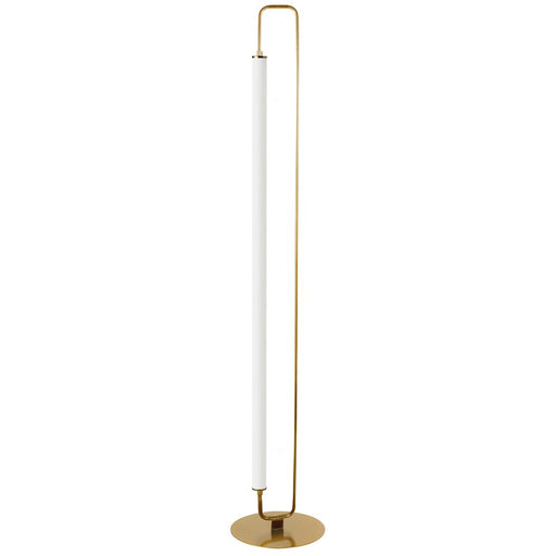 Dainolite Freya 1-Light LED Floor Lamp | Transitional Aged Brass and White Acrylic Shade | Living Room & Office | 59 in H | Model FYA-5932LEDF-AGB