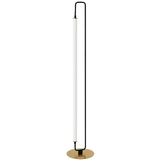 Dainolite Freya 1-Light LED Floor Lamp | Transitional Matte Black and Aged Brass with White Acrylic Shade | Living Room | Model FYA-5932LEDF-MB-AGB