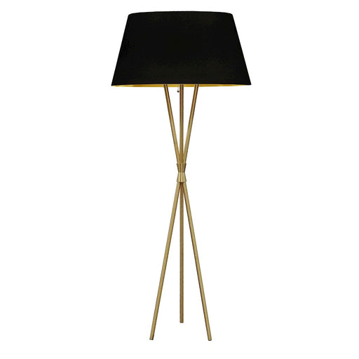 Dainolite Gabriela 26in 1-Light Floor Lamp | Transitional Aged Brass and Black/Gold Fabric Shade | Living Room & Bedroom Reading | Model GAB-601F-AGB-698