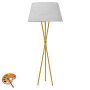 Dainolite Gabriela 62in Floor Lamp | Transitional Aged Brass Metal and White Fabric Shade | Living Room & Reading Nook | 150W | Model GAB-601F-AGB-WH