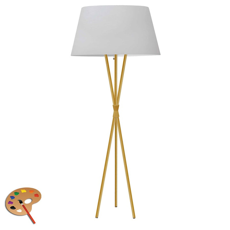 Dainolite Gabriela 62in Floor Lamp | Transitional Aged Brass Metal and White Fabric Shade | Living Room & Reading Nook | 150W | Model GAB-601F-AGB-WH