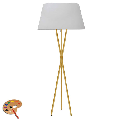 Dainolite Gabriela 62in Floor Lamp | Transitional Aged Brass Metal and White Fabric Shade | Living Room & Reading Nook | 150W | Model GAB-601F-AGB-WH
