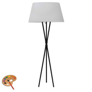 Dainolite Gabriela 62in Floor Lamp | Transitional Matte Black Metal and White Fabric Shade | Living Room & Reading Nook | 150W | Model GAB-601F-MB-WH