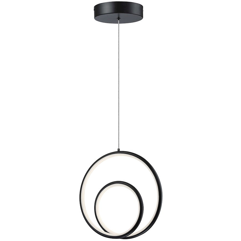 Dainolite Gabriel 12in 1-Light Pendant | Contemporary Matte Black and White Silicone | Kitchen & Dining Room | 12 x 12 x 12 in | Model GBL-1222LEDP-MB
