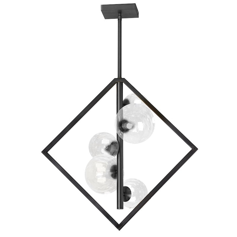 Dainolite Glasgow 21in 5-Light Pendant | Modern Matte Black Metal and Clear Glass | Kitchen Island & Dining Room | 10 x 21 x 20 in | Model GLA-215P-MB-CLR