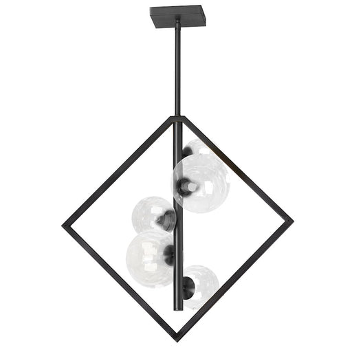 Dainolite Glasgow 21in 5-Light Pendant | Modern Matte Black Metal and Clear Glass | Kitchen Island & Dining Room | 10 x 21 x 20 in | Model GLA-215P-MB-CLR