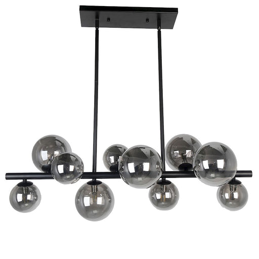 Dainolite Glasgow 31in 10-Light Horizontal Pendant | Matte Black and Smoked Glass | Dining Room & Kitchen Island | Model GLA-3110HP-MB