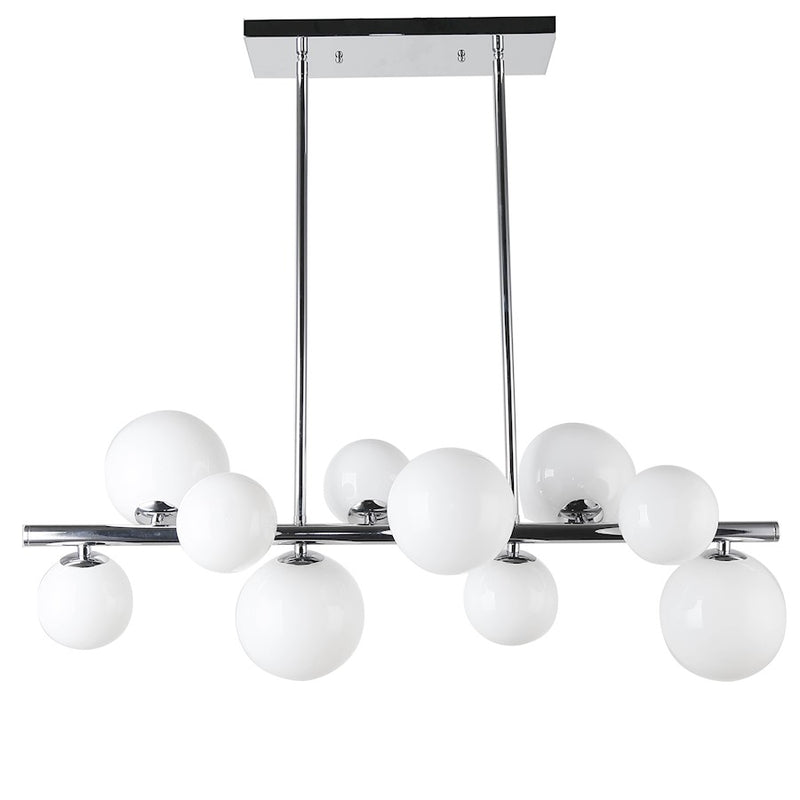 Dainolite Glasgow 31in 10-Light Horizontal Pendant | Polished Chrome and Frosted Glass | Kitchen Island & Dining Room | Model GLA-3110HP-PC