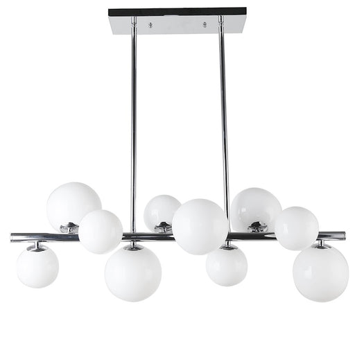 Dainolite Glasgow 31in 10-Light Horizontal Pendant | Polished Chrome and Frosted Glass | Kitchen Island & Dining Room | Model GLA-3110HP-PC