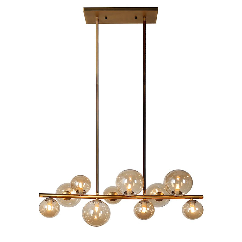 Dainolite Glasglow 31in 10-Light Pendant | Vintage Bronze Steel and Champagne Glass | Kitchen Island & Dining Room | 11 x 31 x 11 in | Model GLA-3110HP-VB