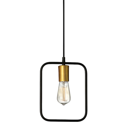 Dainolite Geometric 12.75in 1-Light Pendant | Industrial Matte Black and Vintage Bronze Metal | Kitchen Island & Dining Room | Model GMT-101P-MB-VB