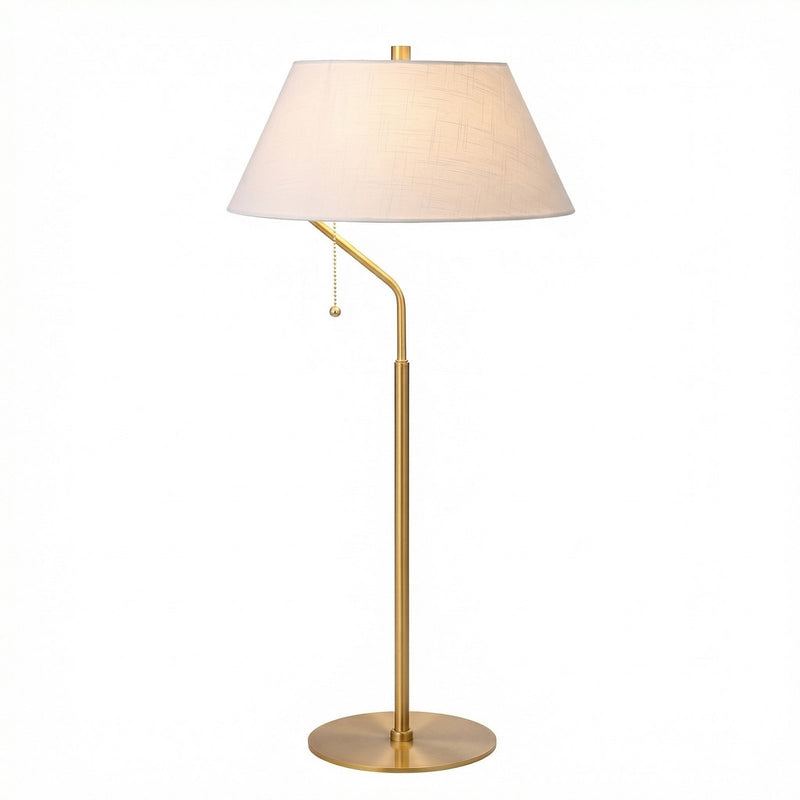 Dainolite Geraldine 14in 1-Light Table Lamp | Contemporary Aged Brass Metal and White Fabric Shade | Desk & Bedside | 14 x 14 x 28 | Model GRD-281T-AGB-WH