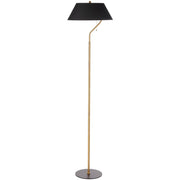 Dainolite Geraldine 63in 1-Light Floor Lamp | Contemporary Aged Brass and Matte Black Metal with Black Fabric Shade | Living | Model GRD-641F-AGB-MB-BK