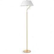 Dainolite Geraldine 16.5in 1-Light Floor Lamp | Contemporary Aged Brass Metal and White Fabric Shade | Living Room & Office | 16.5 | Model GRD-641F-AGB-WH