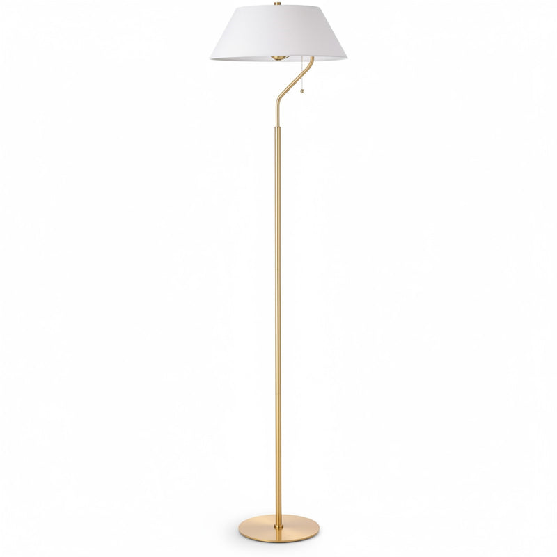 Dainolite Geraldine 16.5in 1-Light Floor Lamp | Contemporary Aged Brass Metal and White Fabric Shade | Living Room & Office | 16.5 | Model GRD-641F-AGB-WH