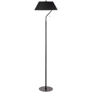 Dainolite Geraldine 16.5in 1-Light Floor Lamp | Contemporary Matte Black Metal and Black Fabric Shade | Living Room & Office | 800 | Model GRD-641F-MB-BK