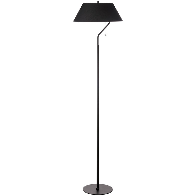 Dainolite Geraldine 16.5in 1-Light Floor Lamp | Contemporary Matte Black Metal and Black Fabric Shade | Living Room & Office | 800 | Model GRD-641F-MB-BK