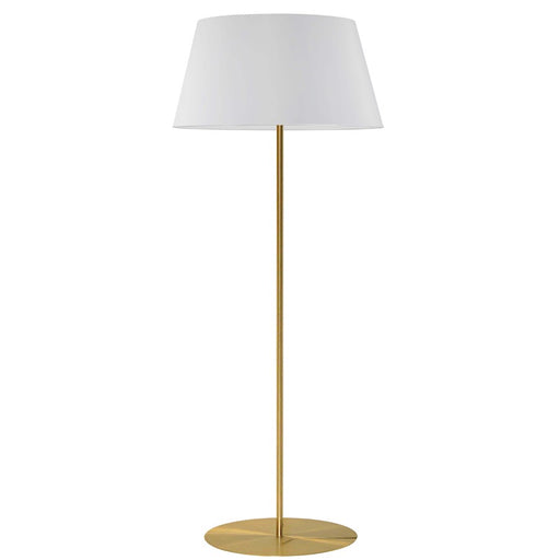 Dainolite Gretchen 62in 1-Light Floor Lamp | Transitional Aged Brass and White Fabric | Office & Bedroom Reading Lamp | Model GTC-R631F-AGB-WH