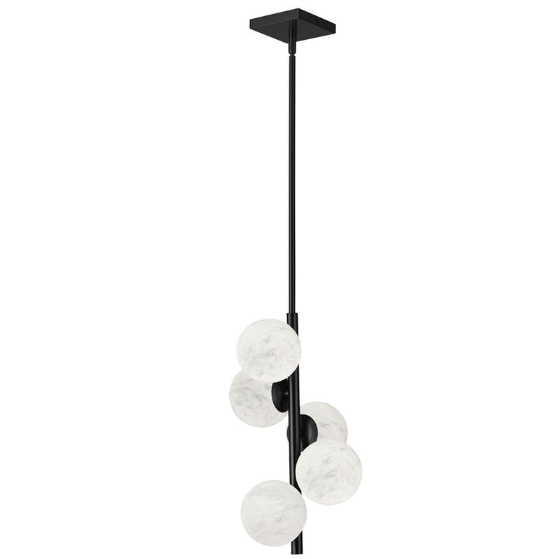 Dainolite Giovanna 10in 5-Light Pendant | Contemporary Matte Black and Alabaster Glass | Kitchen Island & Dining Room | Model GVA-175P-MB