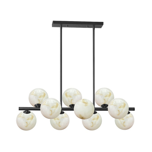 Dainolite Giovanna 31in 10-Light Horizontal Pendant | Contemporary Matte Black and Alabaster Glass | Kitchen Island & Dining | Model GVA-3110HP-MB