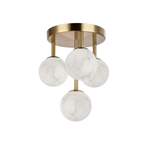 Dainolite Giovanna 16in 4-Light Flush Mount | Contemporary Aged Brass and Alabaster Glass | Living Room & Bedroom | Model GVA-94FH-AGB