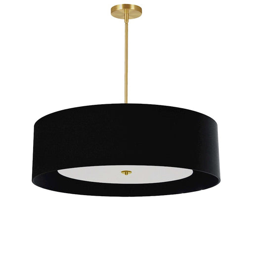 Dainolite Helena 30in 4-Light Pendant | Contemporary Aged Brass and Black Fabric | Dining Room & Kitchen Island | Model HEL-304P-AGB-BW