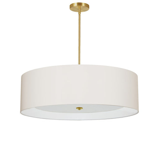 Dainolite Helena 30in 4-Light Pendant | Contemporary Aged Brass and Cream Fabric | Dining Room & Kitchen Island | Model HEL-304P-AGB-CRM