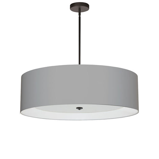 Dainolite Helena 30in 4-Light Pendant | Contemporary Matte Black and Grey Fabric Drum Shade | Living Room & Dining Room | 30 x 30 | Model HEL-304P-MB-GRY