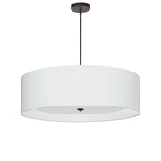 Dainolite Helena 30in 4-Light Pendant | Contemporary Matte Black and White Fabric Drum | Dining Room & Kitchen Island | Model HEL-304P-MB-WH