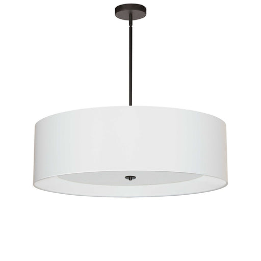 Dainolite Helena 30in 4-Light Pendant | Contemporary Matte Black and White Fabric Drum | Dining Room & Kitchen Island | Model HEL-304P-MB-WH