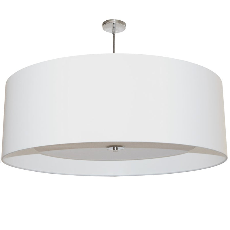 Dainolite Helena 30in 4-Light Pendant | Contemporary Polished Chrome and White Fabric Drum | Dining Room & Kitchen Island | Model HEL-304P-PC-WH
