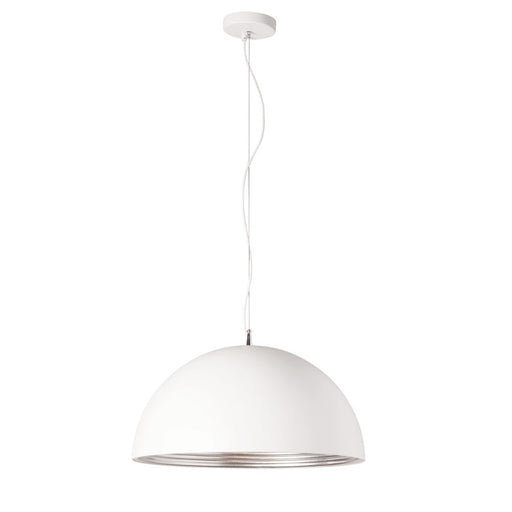 Dainolite Helsinki 20in 1-Light Pendant | Contemporary Matte White and Silver Aluminum | Hallway & Kitchen Island | Model HKI-201LP-WH