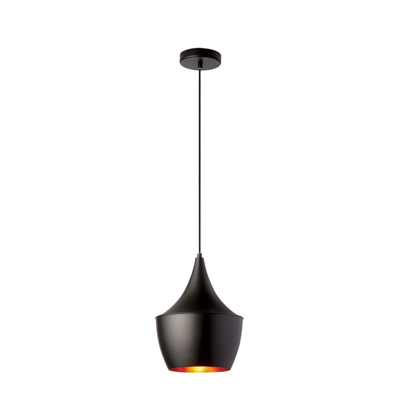 Dainolite Helsinki 9in 1-Light Pendant | Contemporary Matte Black and Gold Interior Aluminum | Hallway & Kitchen Island | Model HKI-91P-BK