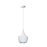 Dainolite Helsinki 9in 1-Light Pendant | Contemporary Matte White and Silver Interior Aluminum | Hallway & Kitchen Island | Model HKI-91P-WH
