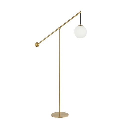 Dainolite Holly 66in 1-Light Floor Lamp | Transitional Aged Brass and White Opal Glass | Living Room & Bedroom | 33 x 8 x 66 in | Model HOL-661F-AGB